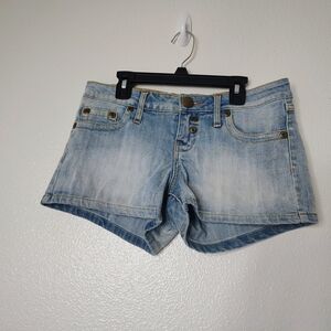 Vintage Nobo Denim Shorts Juniors 5 Light Wash Button Fly Low Rise